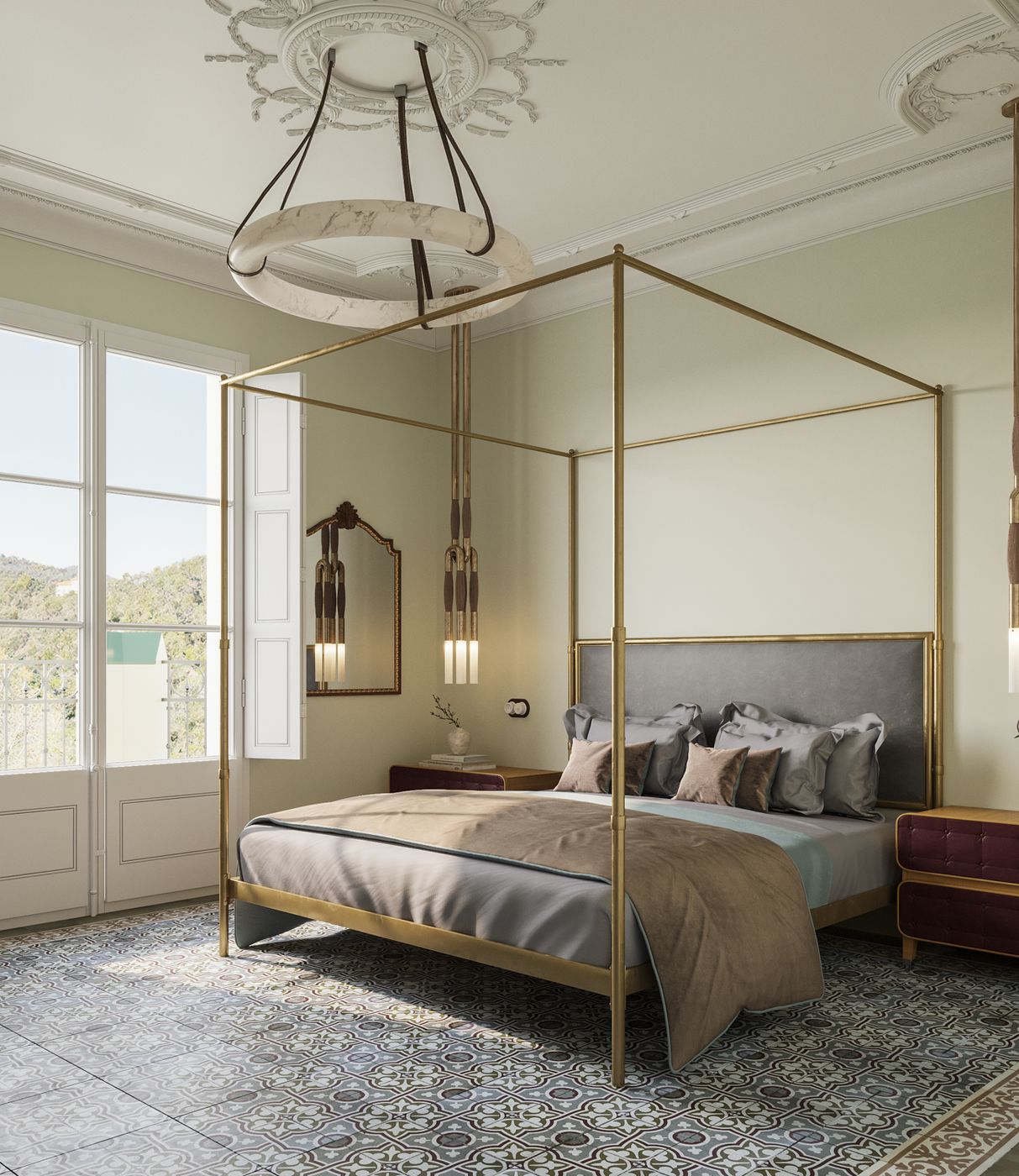 Villa Rosa · Барселона — спальня с кроватью с балдахином