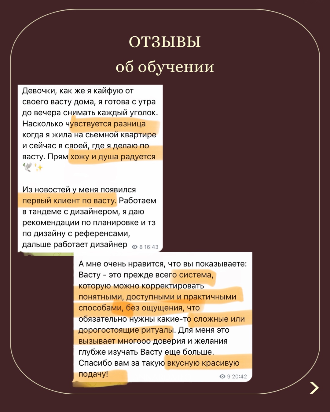 Отзыв об обучении — скриншот сообщения ученицы из чата (15 из 17)